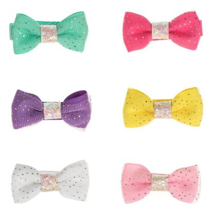 Clama pentru Par Fundite Colorate Tul Auriu Buline pentru Copii 5cm - 6buc