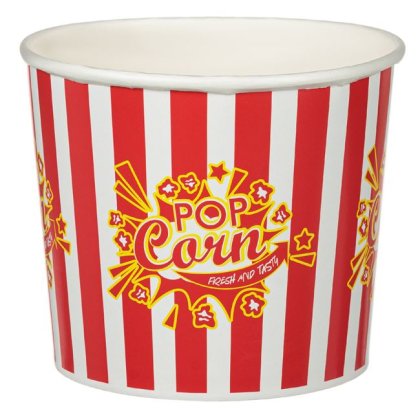 Recipient Rosu cu Dungi pentru Pop corn 1850ml