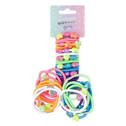 Elastice pentru Par pentru Copii Inimi Multicolore - 36buc