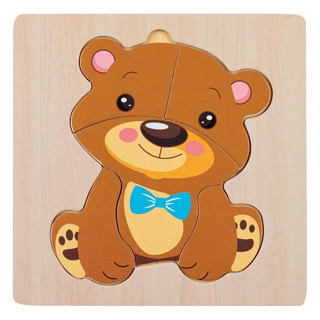 Puzzle din Lemn Ursulet (5 piese) 15x15cm