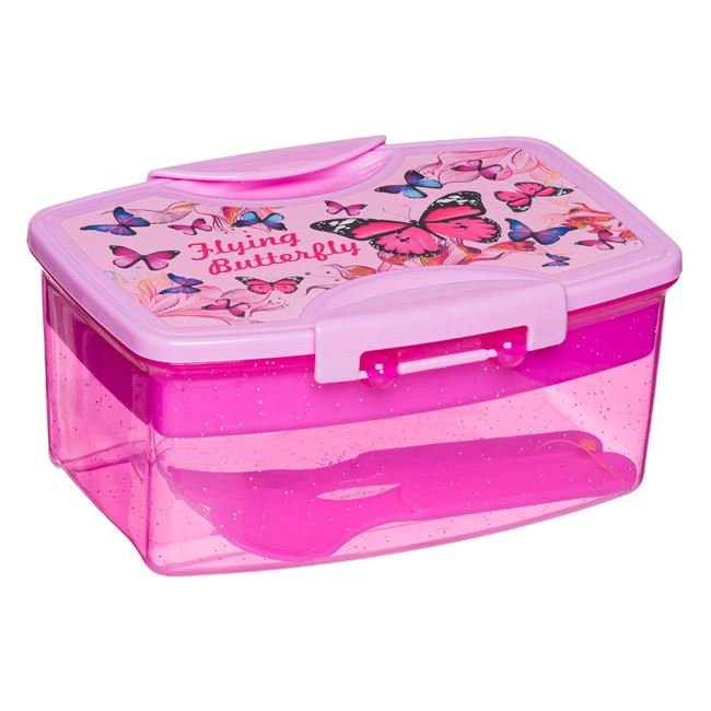 Caserola Roz Fluturi cu Tacamuri 1,1L