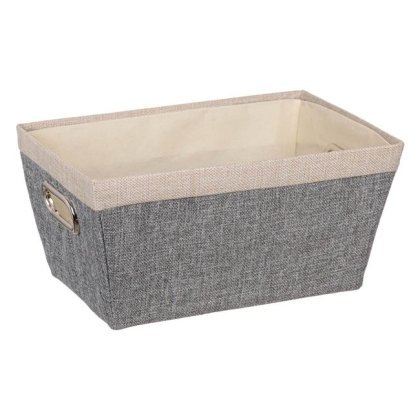 Cos de Depozitare Bej Gri Deschis cu Manere Metalice 21x22x16cm