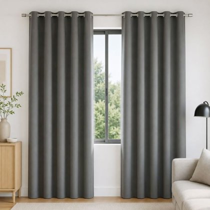Draperie Decorativa Gri cu Inele 140x260cm