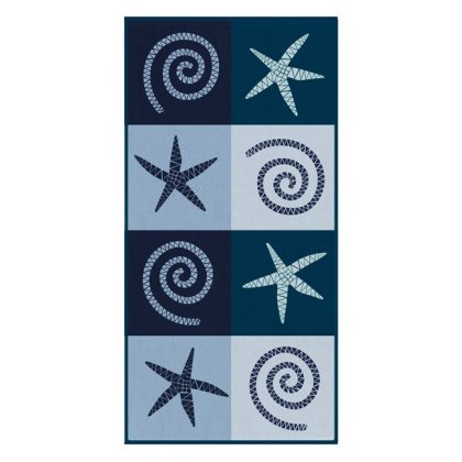 Prosop din Bumbac Albastru Stele de Mare pentru Plaja 150x70cm