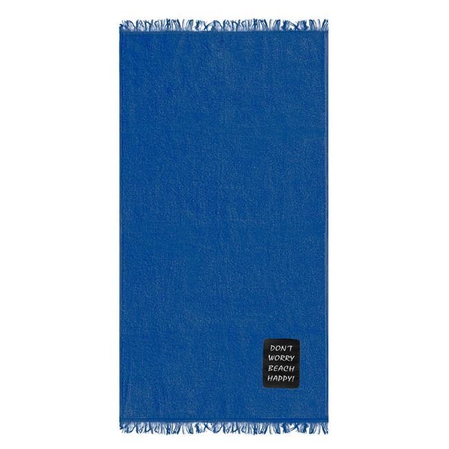 Prosop din Bumbac Albastru cu Patch Don't Worry pentru Plaja 90x170cm