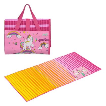 Rogojina Plaja Geanta pentru Copii Roz Galbena Unicorn 150x75cm