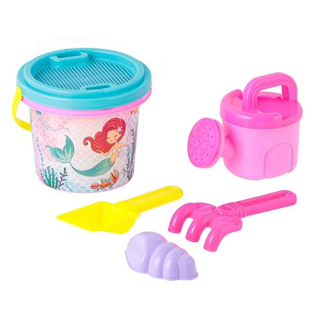 Galeata Plaja Fucsia Sirene Ø14x11cm & 4 Accesorii