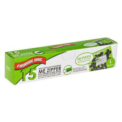 Pungi Alimente cu Zipper & Eticheta 27x28cm (mari) - 15buc