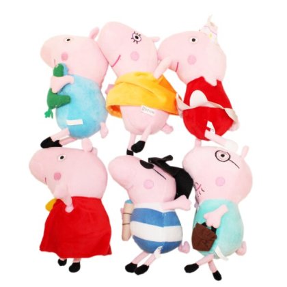 Set 6 jucarii de plus VICTINY® Familia porcusorilor, 20 cm, roz