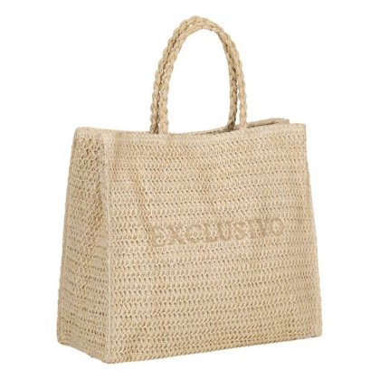 Geanta de Vara de Paie Bej Exclusivo pentru Femei 42x16x38cm