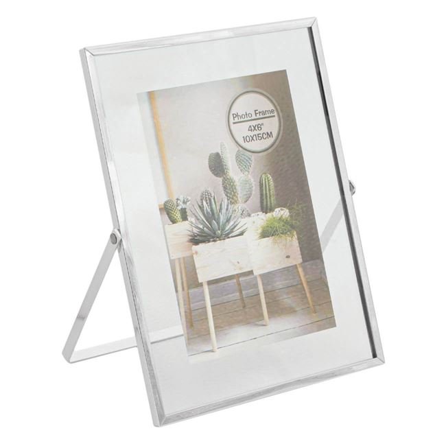 Rama Foto Metalica Transparenta Oglinda Suport Argintiu 15x20cm
