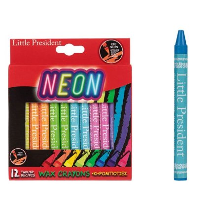 Set Creioane Cerate Culori Neon Little President - 12buc