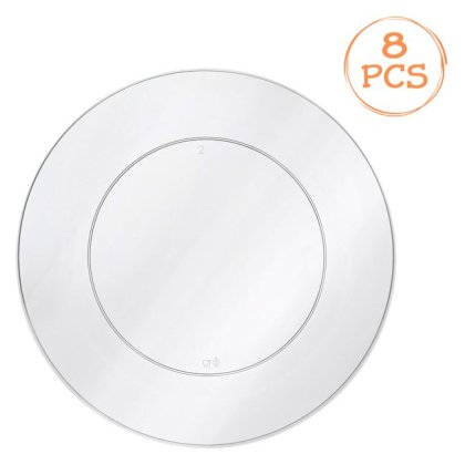 Set Farfurii Intinse Reutilizabil din Plastic Transparent 18cm - 8buc