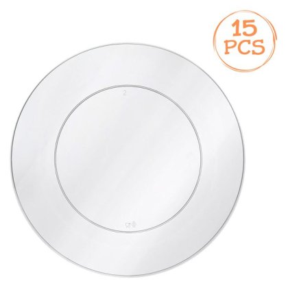 Set Farfurii Intinse Reutilizabile din Plastic Transparent 18cm - 15buc
