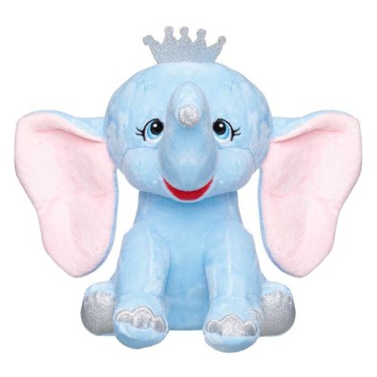 Elefant de Plus Ciel cu Urechi Mari Glitter Argintiu Coroana 21cm