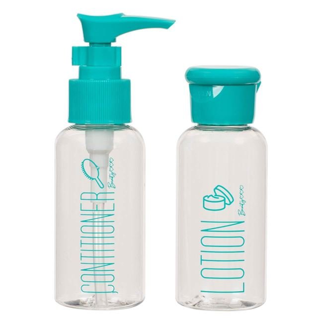 Set Sticle de Calatorie Transparente cu Capac Verde 80ml - 2buc