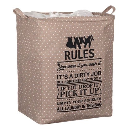 Cos pentru Rufe Textil cu Manere Taupe Buline 40x30x50cm - 60l