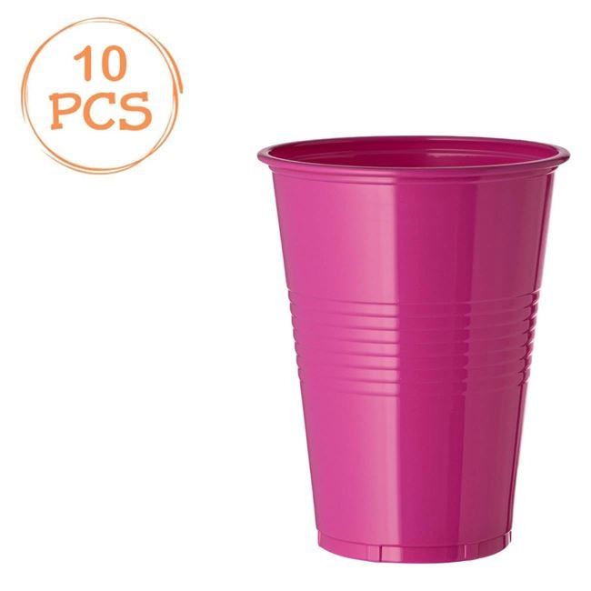 Set 10 Pahare din Plastic Fucsia 480ml
