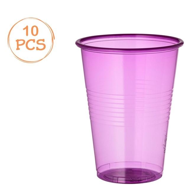 Set 10 Pahare Transparente Mov din Plastic 480ml