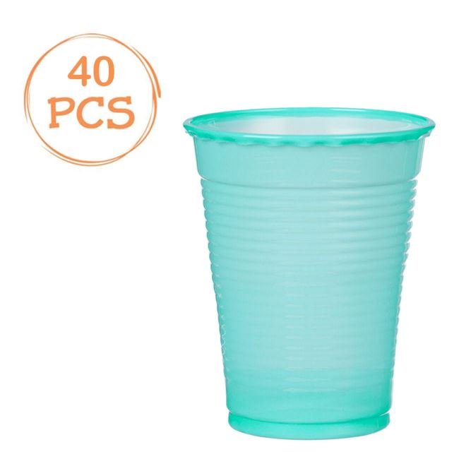 Set 40 de Pahare din Plastic Turcoaz 200ml