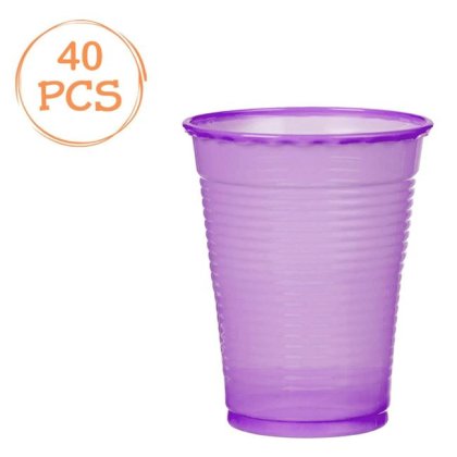 Set 40 de Pahare Mov din Plastic 200ml