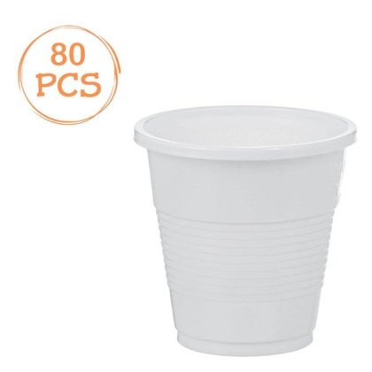 Set 80 de Pahare Albe din Plastic 80ml