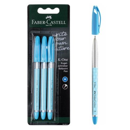 Set Pixuri Ballpen K-One Bleu Faber Castell Medium - 3buc