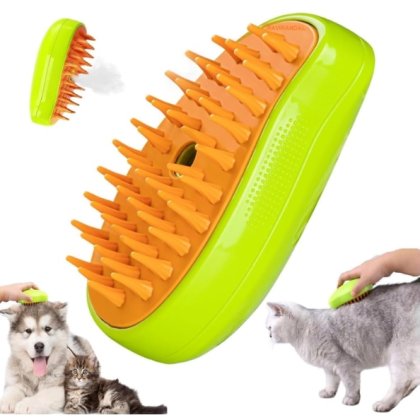Jucarie pentru animale de companie, victiny, perie cu aburi 3 in 1, verde, pentru pisici si caini