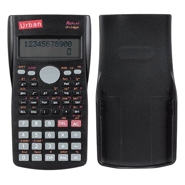 Calculator Stiintific URBAN cu Ecran cu 2 Linii Negru 8.5x2x16cm