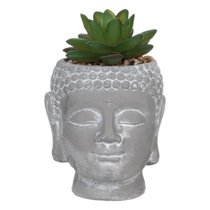 Ghiveci Decorativ Cap de Buddha cu Planta Artificiala 8x8x9.5cm