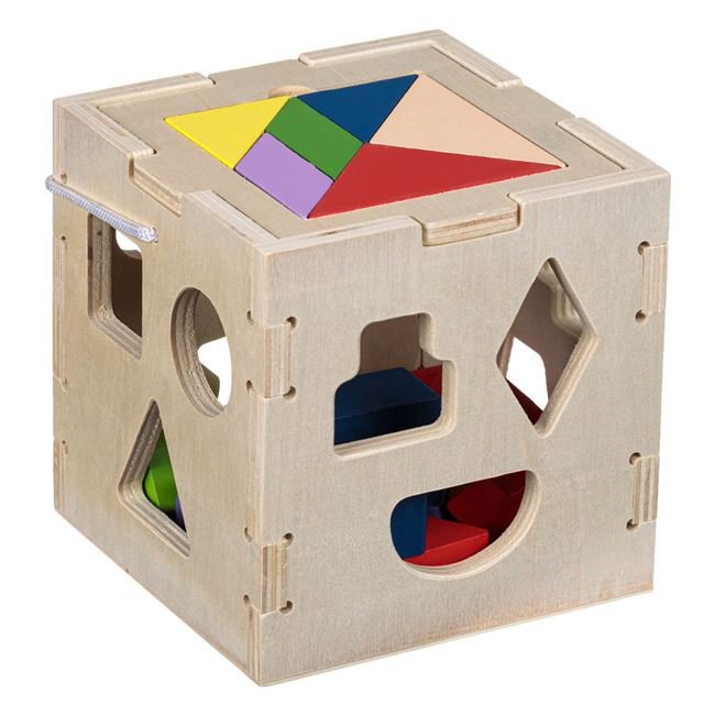Jucarie Sortator din Lemn pentru Bebelusi 14x14x14cm