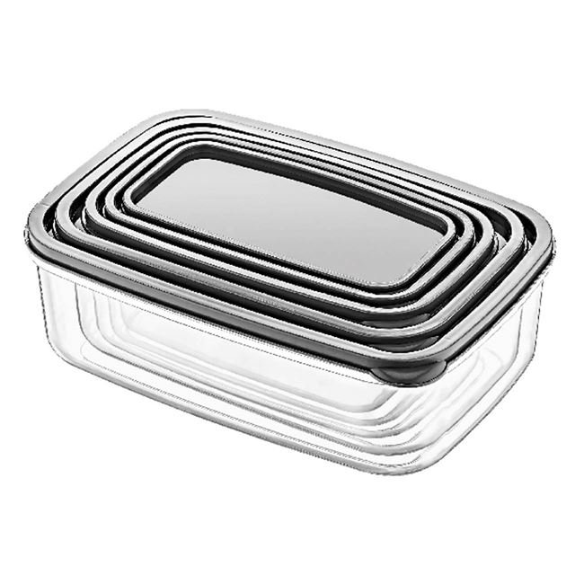 Set Caserole Transparente cu Capac Antracit 5 Marimi - 5buc