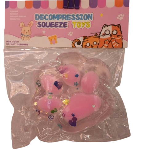 Jucarie squishy moale, cu textura de revenire lenta labuta de pisica mica, roz deschis transparent