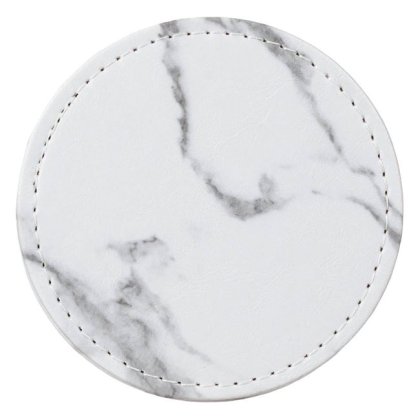 Suport pentru Pahare din Piele Artificiala Rotund Alb Marble 10cm
