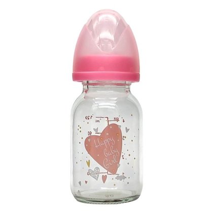 Biberon din Sticla cu Tetina din Silicon Roz Nor Honey Baby - 120ml
