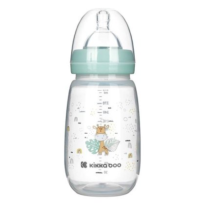 Biberon din Pastic cu Tetina din Silicon Verde Menta Girafa Kikka Boo 310ml
