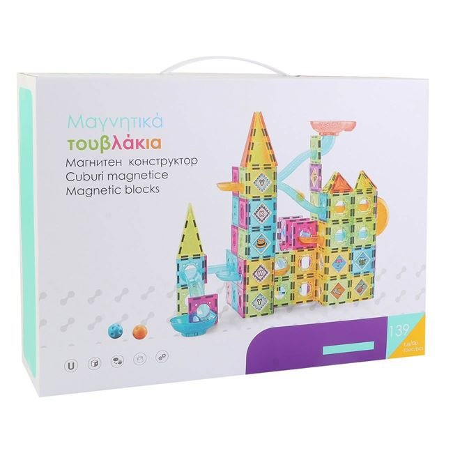 Set Cuburi Magnetice Colorate - 139 de piese