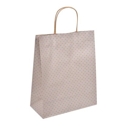 Punga Cadou Kraft Bej Buline Maro 26x12x32cm
