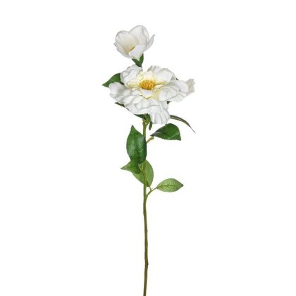 Floare Artificiala cu Tulpina Lunga Camelie Alba 66cm
