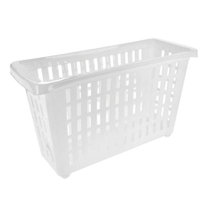 Cos de Depozitare din Plastic Perforat Alb cu Roti 13l