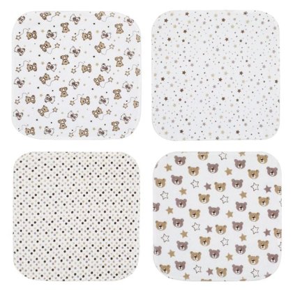 Prosopele pentru Copii Albe Bej/Maro Ursuleti Stele Buline 25x25cm - 8buc