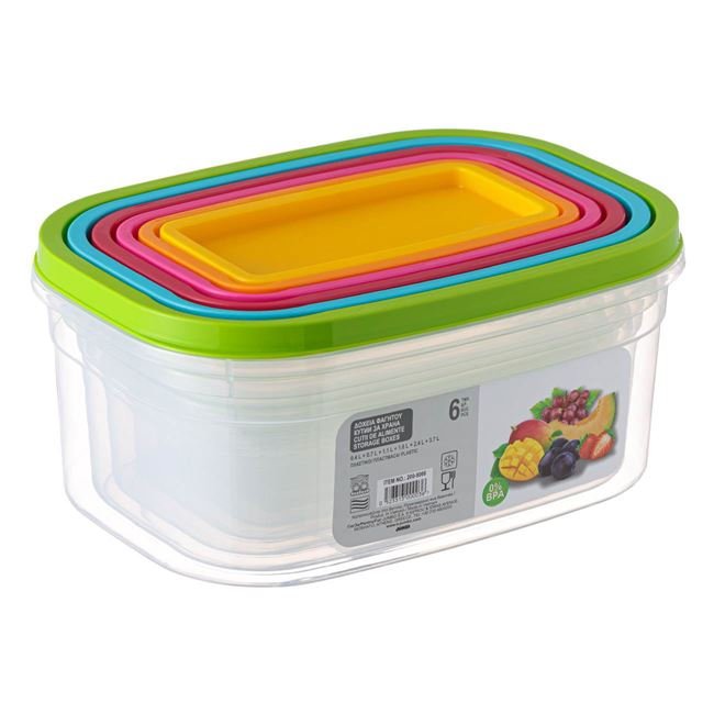 Recipiente Alimente Transparente cu Capac cu Siguranta de Diferite Culori 6 Marimi - 6buc