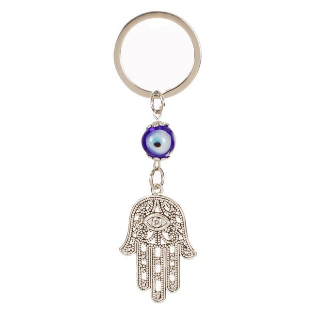 Breloc Palma Argintie Fatima cu Ochi 9.5cm
