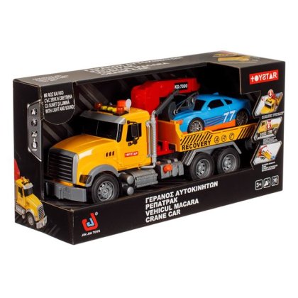 Camion Platforma Macara cu Masina Lumina & Sunet