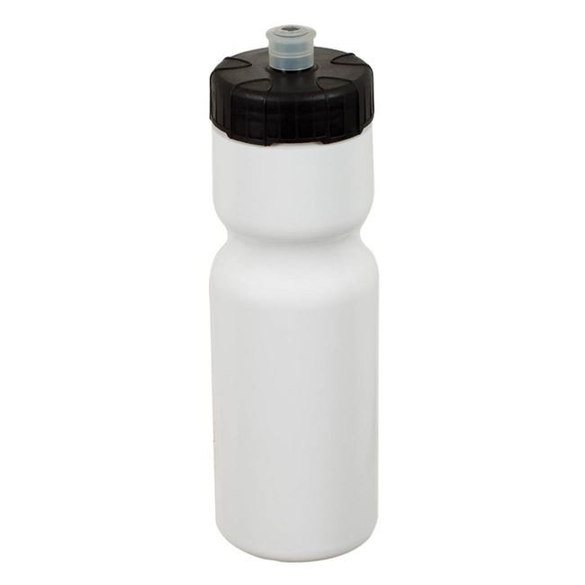 Sticla Apa din Plastic Flip Top Squeezie Alba cu Capac Negru 650ml