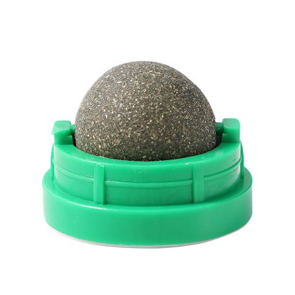 Jucarie Pisici Sfera Iarba Matei Catnip, spate Adeziv, Verde