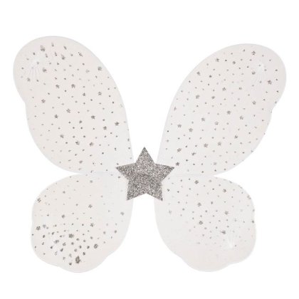 Aripi de Fluture Albe Argintii cu Glitter Stea Pene pentru Deghizare 37x40cm
