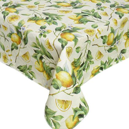 Fata de Masa Plastifiata Bej cu Model Lamaii 180x40cm