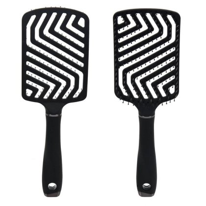 Perie Par Plata Patrata din Plastic Neagra Model Zigzag 26cm