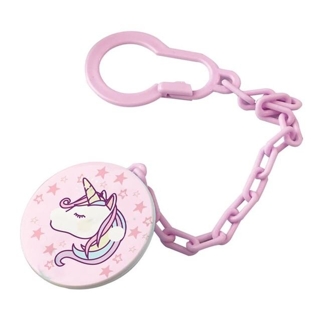 Lant pentru Suzeta cu Clip din Plastic Roz Model Unicorn